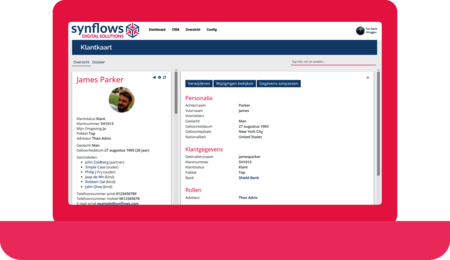 Klantkaart met gegevens uit ons CRM